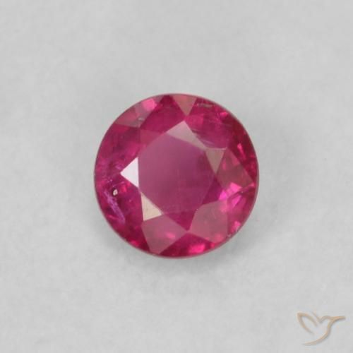 Rubi Vermelho rosado Natural 0.19ct, Redondo, VS