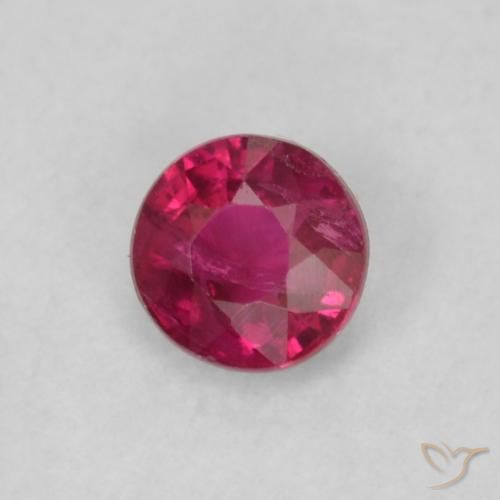 Rubi Vermelho rosado Natural 0.20ct, Redondo, VS