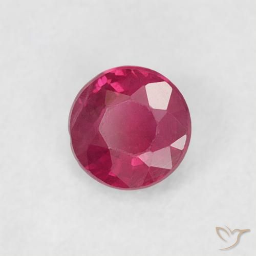 Rubi Vermelho rosado Natural 0.19ct, Redondo, VS