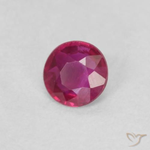 Rubi Vermelho rosado Natural 0.16ct, Redondo, VS