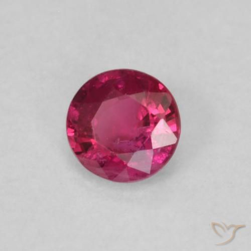 Rubi rosa avermelhado Natural 0.21ct, Redondo, VS