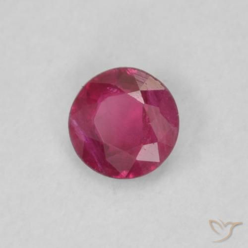 Rubi Vermelho rosado Natural 0.17ct, Redondo, VS