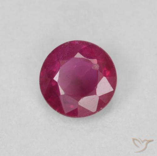 Rubi Vermelho rosado Natural 0.25ct, Redondo, SI-I1