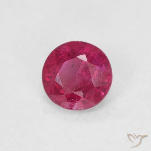 Rubi Vermelho rosado Natural 0.25ct, Redondo, SI-I1