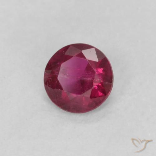 Rubi Vermelho rosado Natural 0.18ct, Redondo, VS-SI