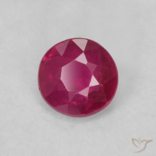 Rubi Vermelho rosado Natural 0.18ct, Redondo, VS