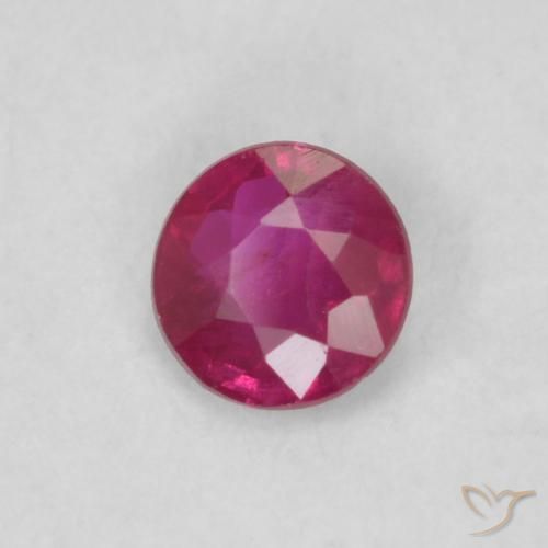 Rubi Vermelho rosado Natural 0.17ct, Redondo, VS