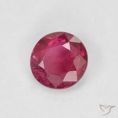 Rubi Rosa Avermelhado Profundo Natural 0.18ct, Redondo, SI-I1