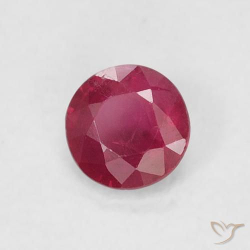 Rubi Vermelho rosado Natural 0.26ct, Redondo, SI-I1