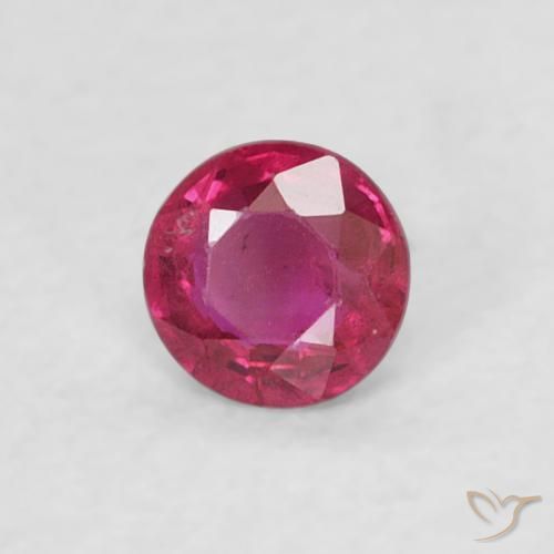 Rubi Vermelho rosado Natural 0.19ct, Redondo, VS