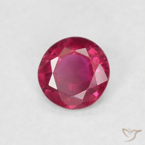 Rubi Vermelho rosado Natural 0.19ct, Redondo, VS