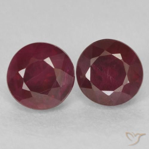 Pedras preciosas de Rubi Vermelho escuro natural de 0.74 ct, Redondo, VS-SI