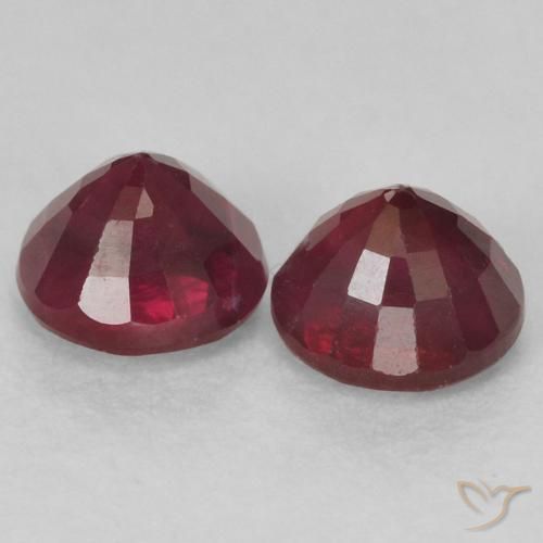 Pedras preciosas de Rubi Vermelho escuro natural de 0.74 ct, Redondo, VS-SI