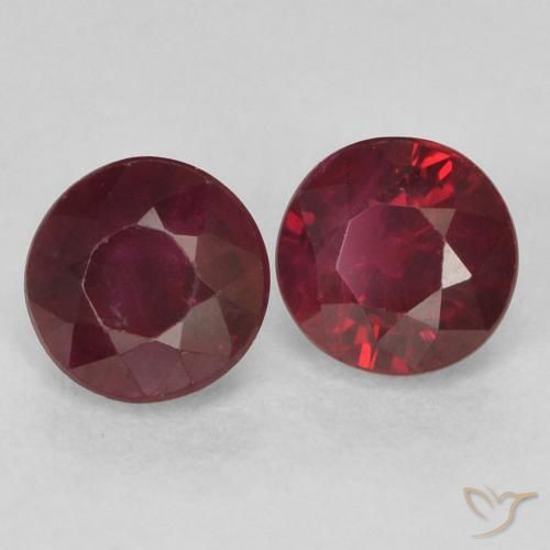 Pedras preciosas de Rubi Vermelho escuro natural de 0.73 ct, Redondo, VS-SI
