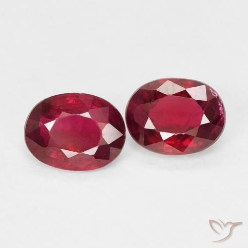 Pedras preciosas de Rubi vermelho médio natural de 0.90 ct, oval, VS-SI