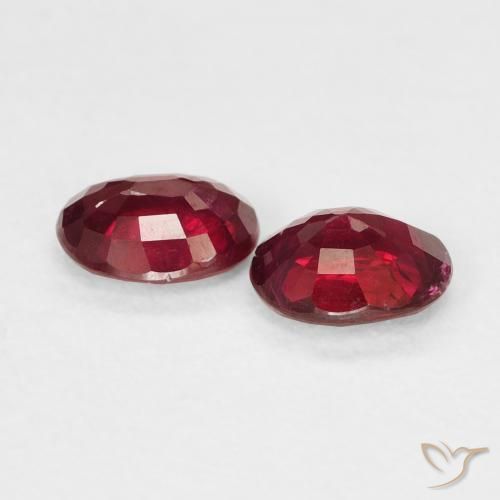 Pedras preciosas de Rubi vermelho médio natural de 0.90 ct, oval, VS-SI