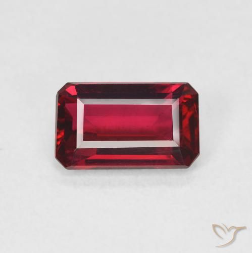 1.57ct Natural vermelho intenso Rubi, Corte Esmeralda, VVS-VS