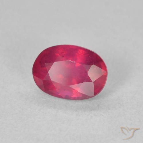 Rubi rosa avermelhado Natural 1.34ct, oval, VS