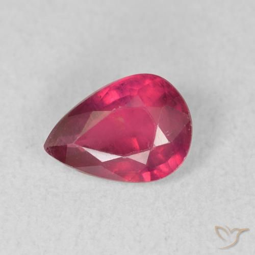 0.90ct Natural Luz vermelha Rubi, Formato de pêra, VS, Photo A
