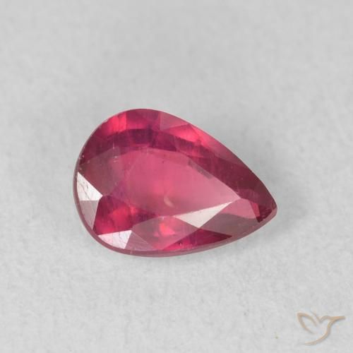 Rubi Luz vermelha Natural 0.90ct, Formato de pêra, VS