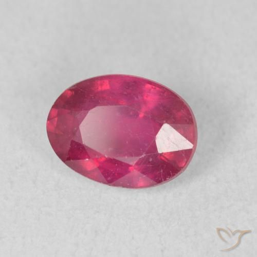 Rubi rosa avermelhado Natural 1.12ct, oval, VS