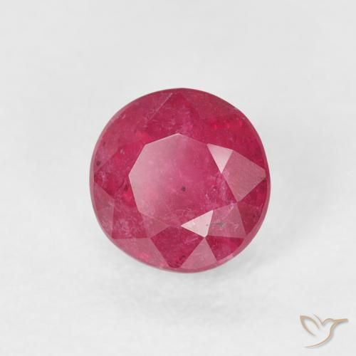Rubi rosa avermelhado Natural 0.80ct, Redondo, VS-SI