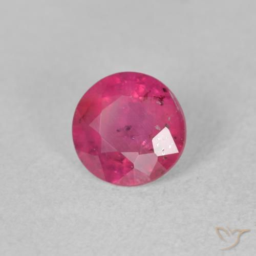 Rubi rosa avermelhado Natural 1.34ct, Redondo, VS-SI