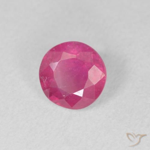 Rubi rosa avermelhado Natural 1.41ct, Redondo, VS-SI