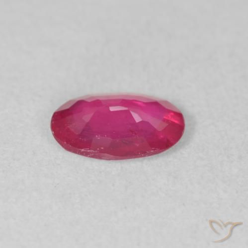 Rubi rosa avermelhado Natural 0.93ct, oval, VS-SI