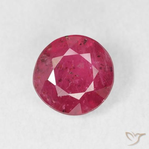 Rubi rosa escuro natural 1,49ct, corte redondo, VS-SI