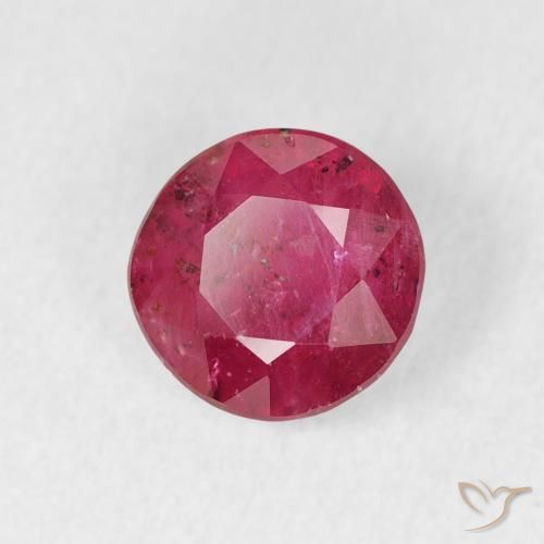 Rubi rosa escuro natural 1,49ct, corte redondo, VS-SI