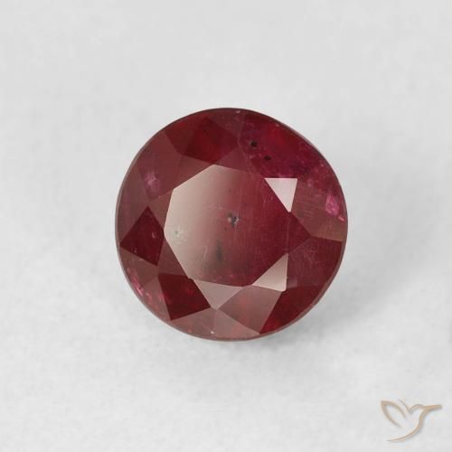 Rubi Vinho vermelho Natural 1.36ct, Redondo, VS-SI