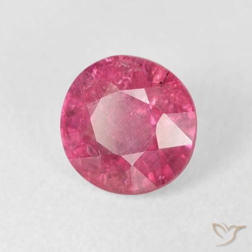 Rubi rosa avermelhado Natural 1.95ct, Redondo, VS-SI