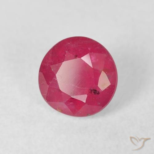 Rubi rosa avermelhado Natural 1.40ct, Redondo, VS-SI