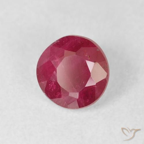 Rubi rosa avermelhado Natural 1.09ct, Redondo, VS-SI