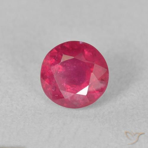 Rubi rosa avermelhado Natural 1.21ct, Redondo, VS-SI