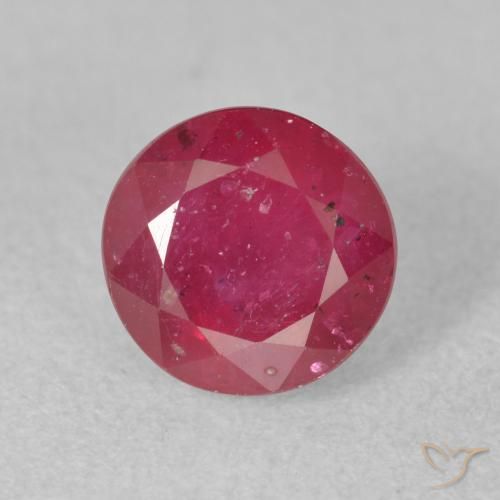 Rubi rosa avermelhado natural 2,29ct, corte redondo, VS-SI