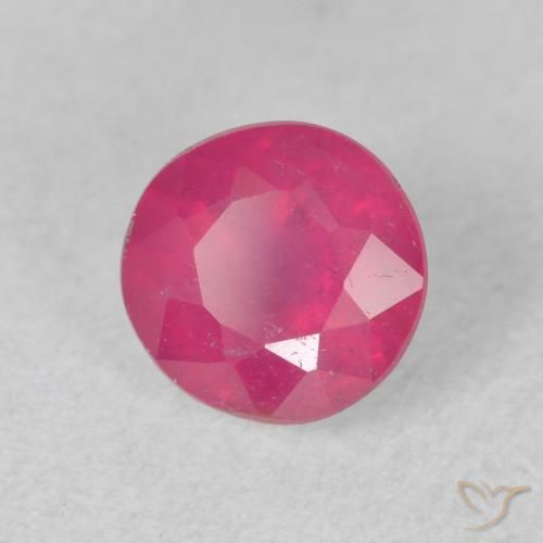Rubi rosa avermelhado Natural 1.19ct, Redondo, VS-SI