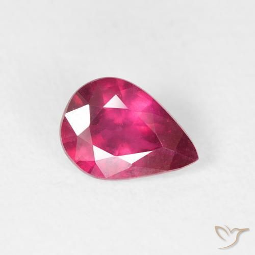 Rubi Vermelho escuro Natural 0.89ct, Formato de pêra, VS