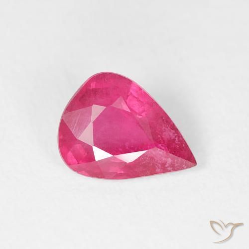 Rubi Rosa quente Natural 1.26ct, Formato de pêra, VS