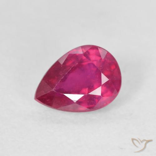 1.11ct Natural Luz vermelha Rubi, Formato de pêra, VS