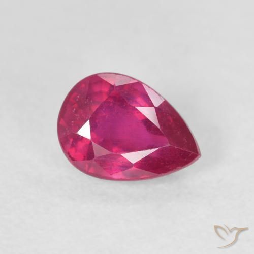 Rubi Luz vermelha Natural 1.11ct, Formato de pêra, VS