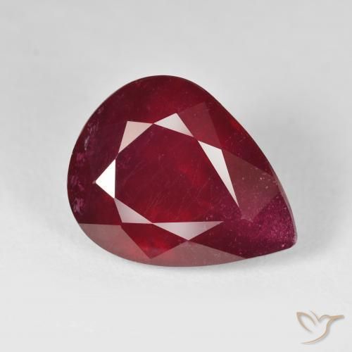 Rubi Vinho vermelho Natural 14.72ct, Formato de pêra, VS