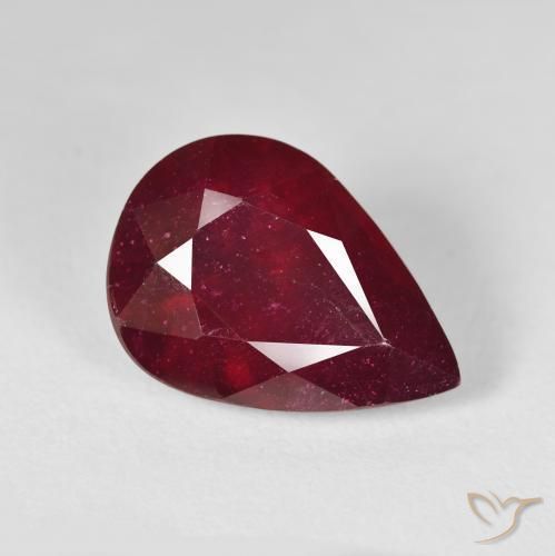 15.39ct Natural Vermelho escuro Rubi, Formato de pêra, VS