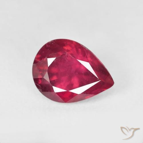 Rubi Rosa Avermelhado Profundo Natural 2.62ct, Formato de pêra, VS