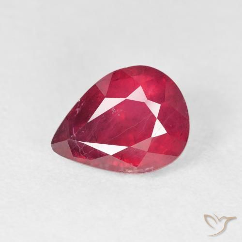 2.34ct Natural Jam Red Rubi, Formato de pêra, VS-SI