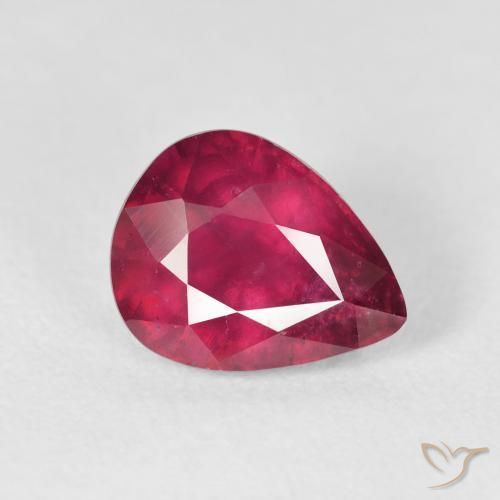 Rubi Vermelho rosado Natural 3.57ct, Formato de pêra, VS