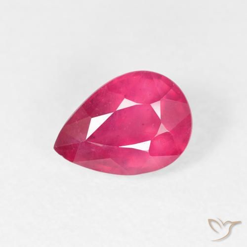 1.18ct Natural Vermelho rosado Rubi, Formato de pêra, VS-SI