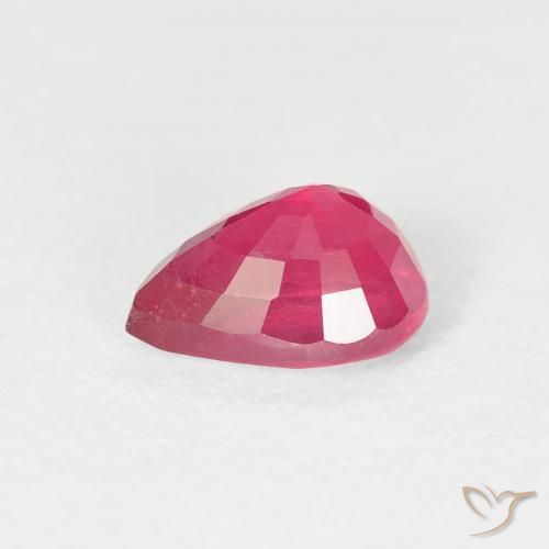 Rubi Vermelho rosado Natural 1.18ct, Formato de pêra, VS-SI
