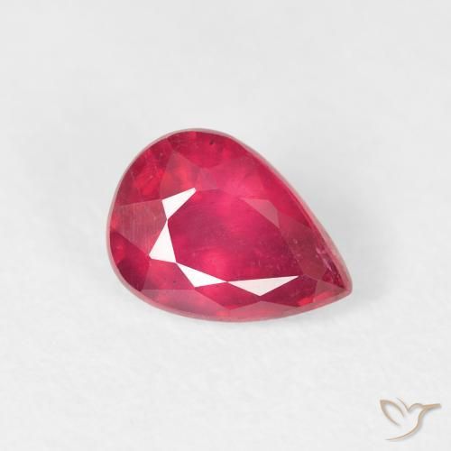 Rubi Carmesim Profundo Natural 1.04ct, Formato de pêra, VS-SI